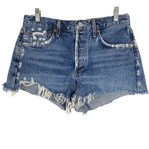 Agolde Blue Distressed Jean Shorts